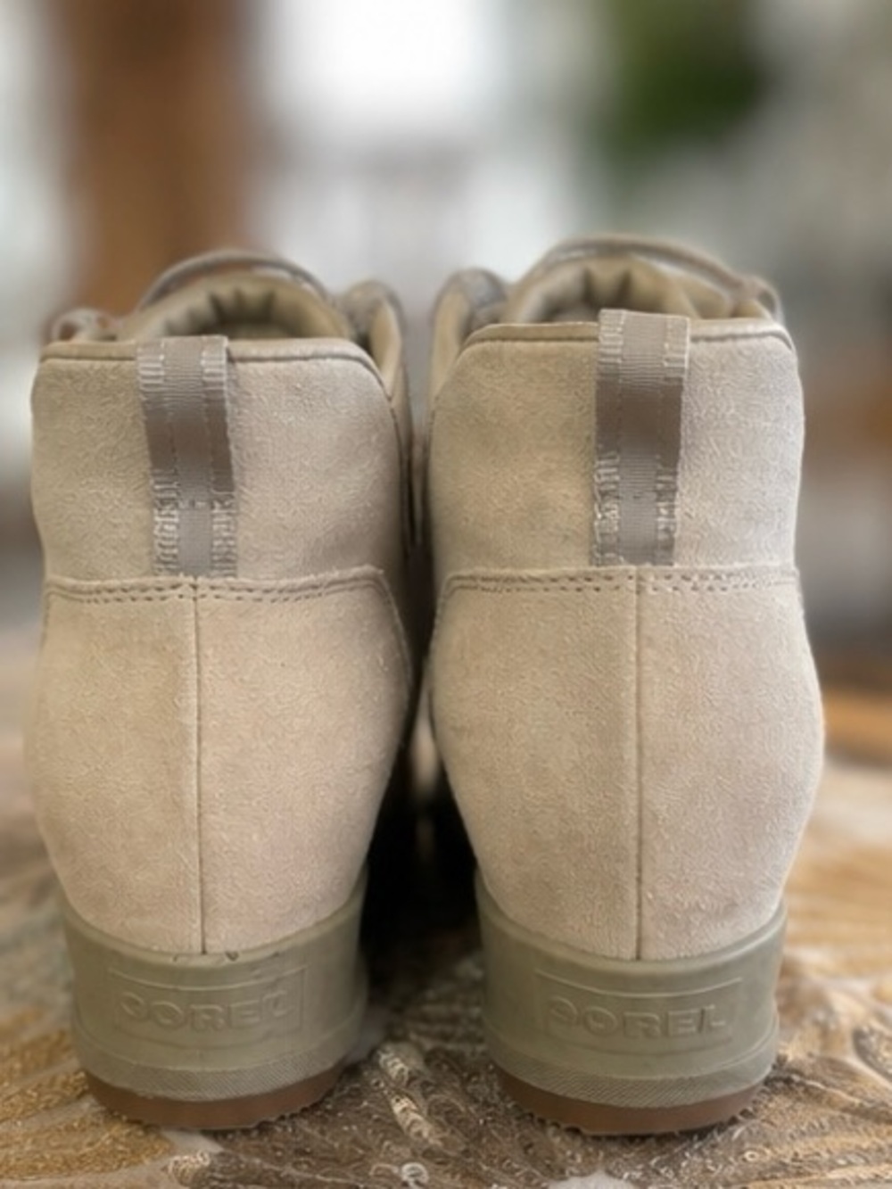 Sorel Women's Light Beige Suede Lace-Up Wedge Ankle Boots - Picture 2 of 4